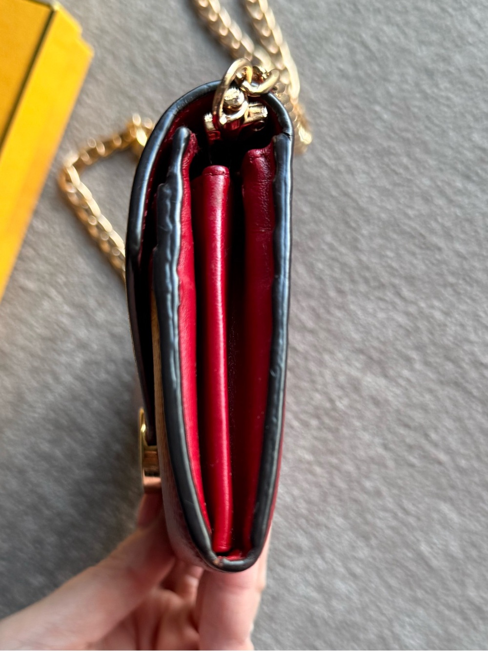 Fendi Red Leather Long Wallet with Gold Chain Insert & Box COA - Picture 5 of 11